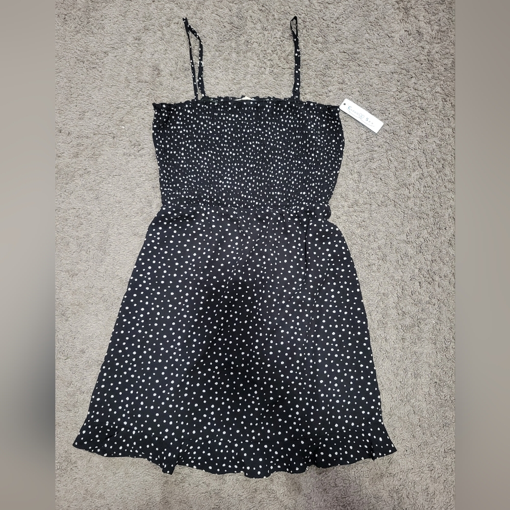 Black Polka Dot Smocked Sundress